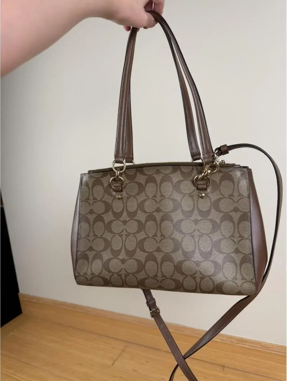 Authentic Coach Etta Carryall F77881 Signature Canvas Leather Crossbody Satchel